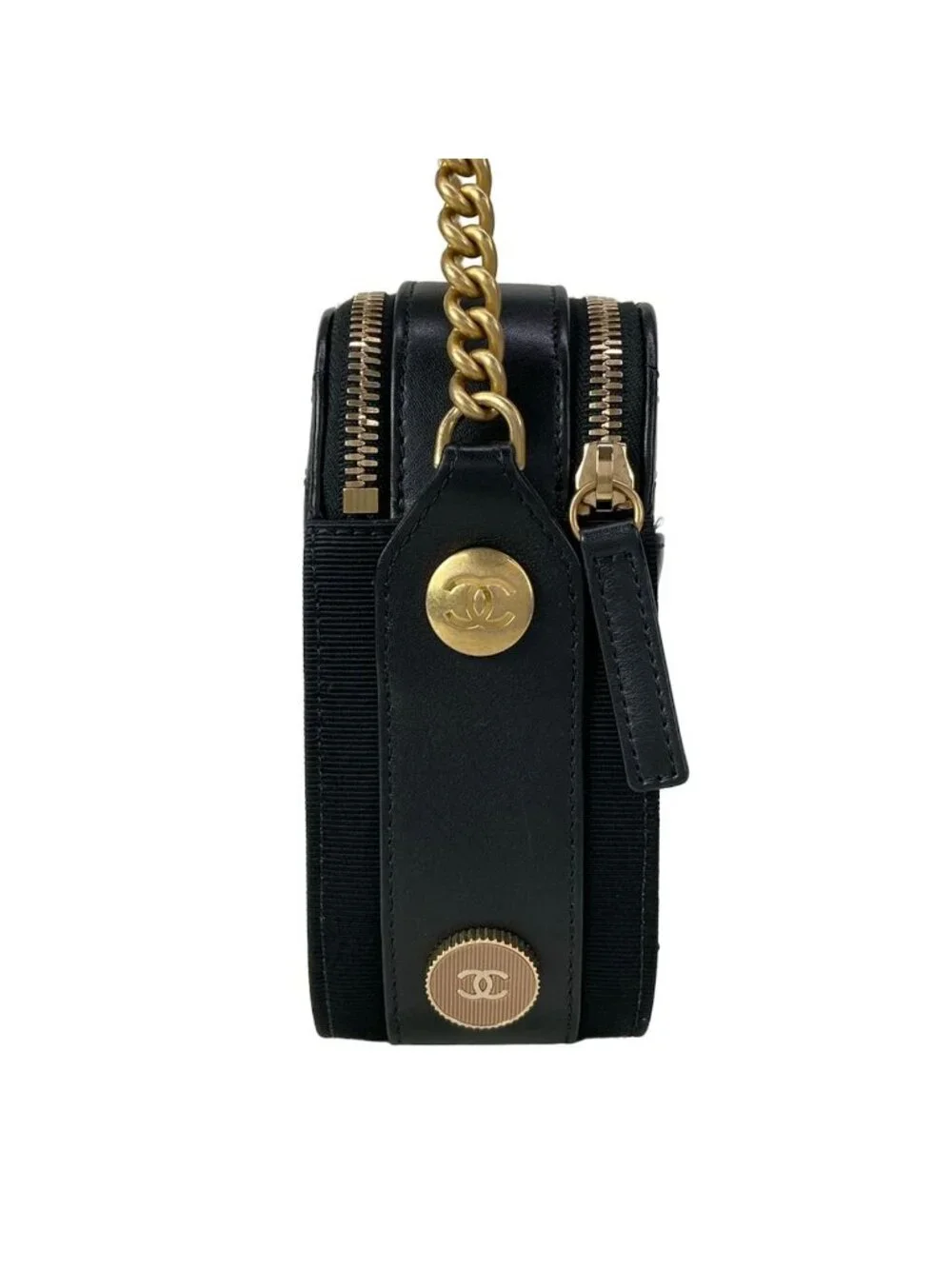 Chanel Shoulder Bag Quilted Black Chain Vintage Gold Leather